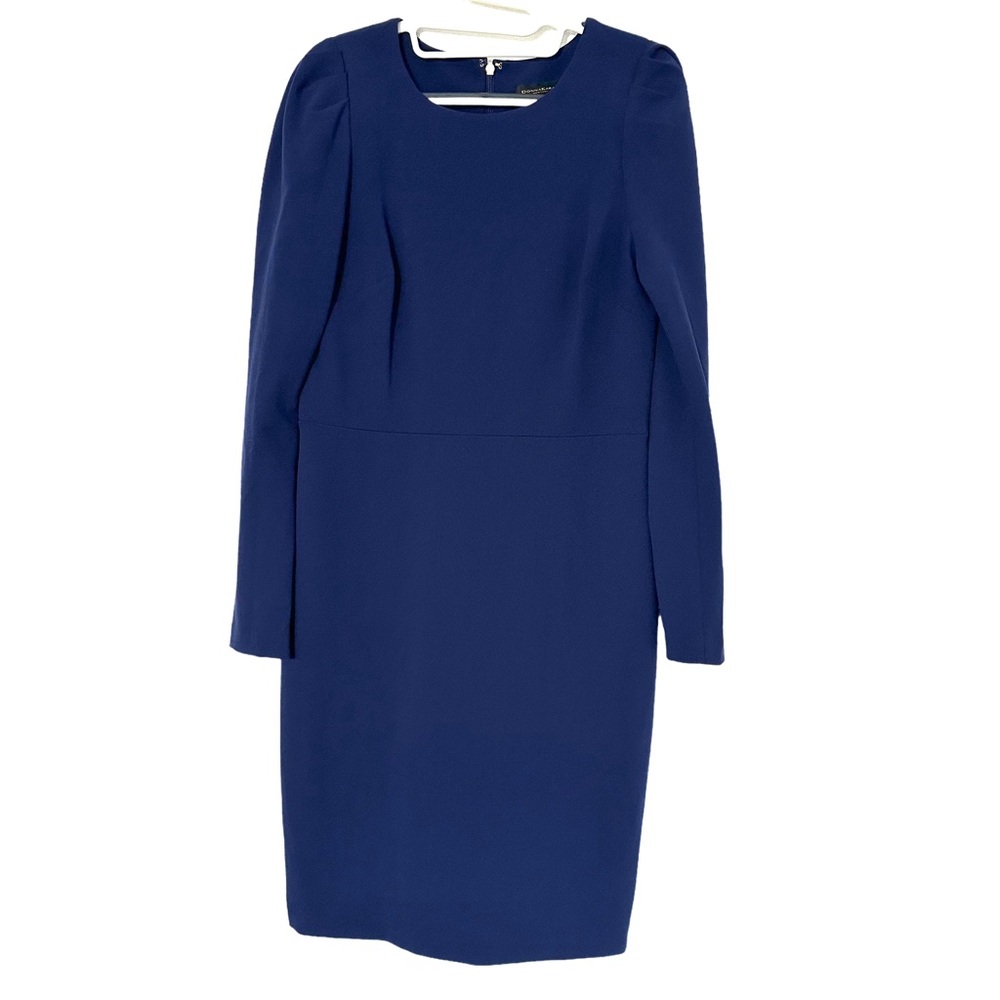 Donna Karan Womens Long Sleeves Mid Length Stretch‎ Dress in Blue Size M